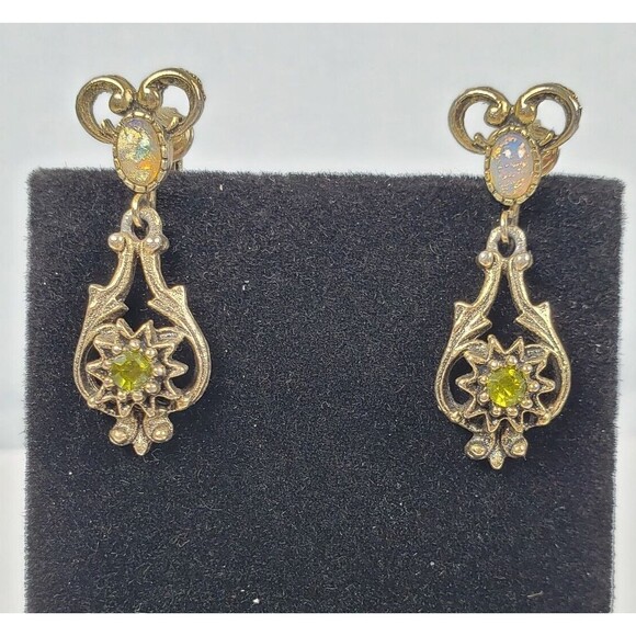 Vintage 1970's Sarah Conventry Contessa Faux Fire Opal Bracelet Brooch Clips Set - Picture 11 of 16